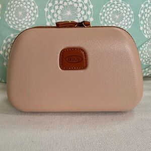 Bric's Qatar Airways Tan Mauve Brown Hard Toiletry Cosmetic Makeup Traveling Bag